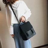 Black faux leather mini tote backpack
