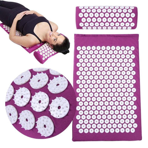  Massage Mat + Pillow for Back Pain Stress Yoga Relief